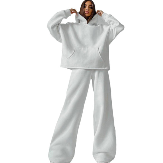 Damen lässiges Oversized Hoodie- und Wide Leg Hosen Set R&B