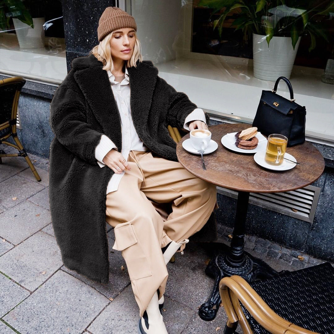 Damen Kuscheliger Oversized-Mantel aus Teddyfleece R&B