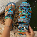 Damen Zehentrenner-Sandalen mit bequemer Fußbettung und modischem Camouflage-Design R&B