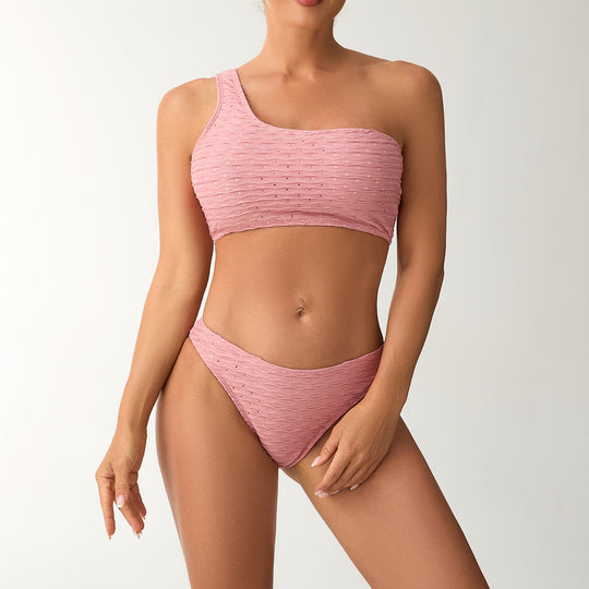 Damen asymmetrisches Bikiniset mit strukturierter Oberfläche R&B
