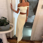Damen Elegantes Wickeloberteil mit schwingendem Maxirock R&B