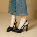 Damen Slingback-Pumps mit eleganter Schleifenapplikation