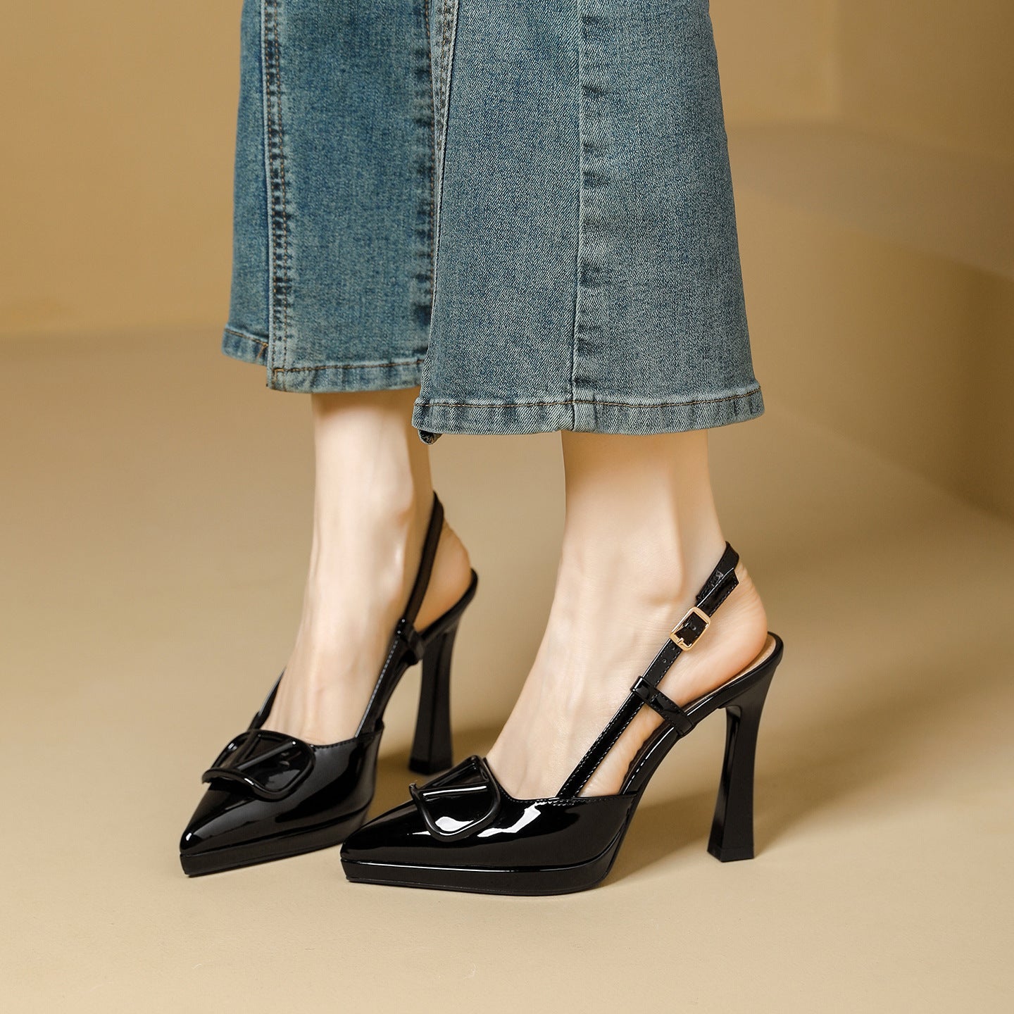 Damen Slingback-Pumps mit eleganter Schleifenapplikation