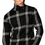 Herren Modischer Rollkragenpullover im karierten Design