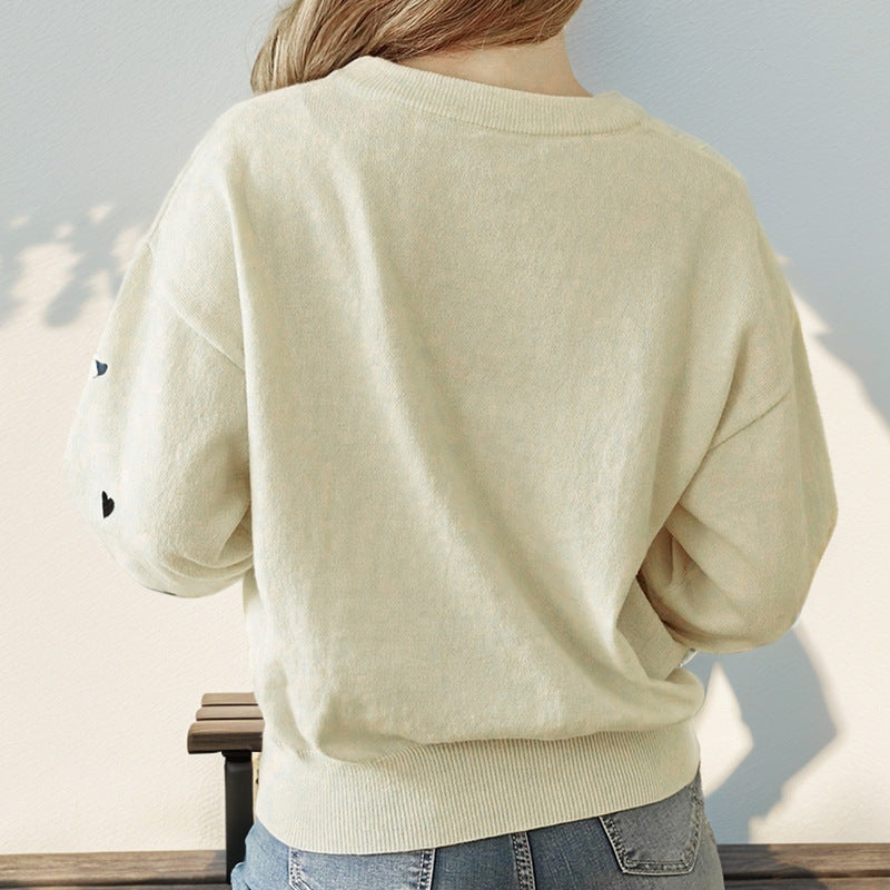 Damen kuscheliger Pullover mit Herzmotiven R&B