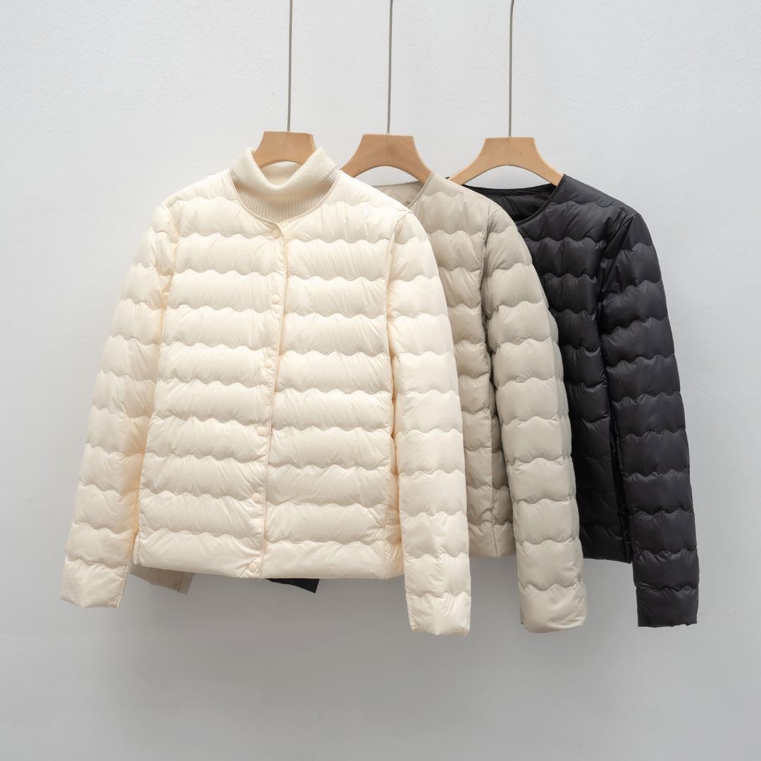 Damen Leichte gesteppte Jacke mit hochgeschlossenem Kragen und elastischen Bündchen R&B
