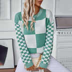 Damen modischer Pullover mit Karomuster und lässigem Schnitt