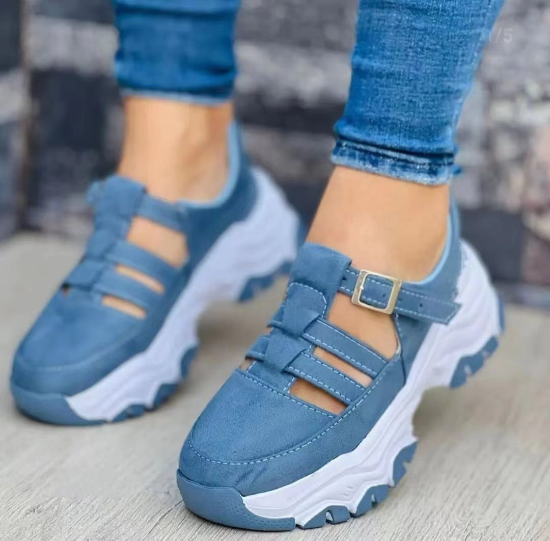 Damen Chunky Sneakers mit verstellbarem Riemen und atmungsaktiver Sohle R&B
