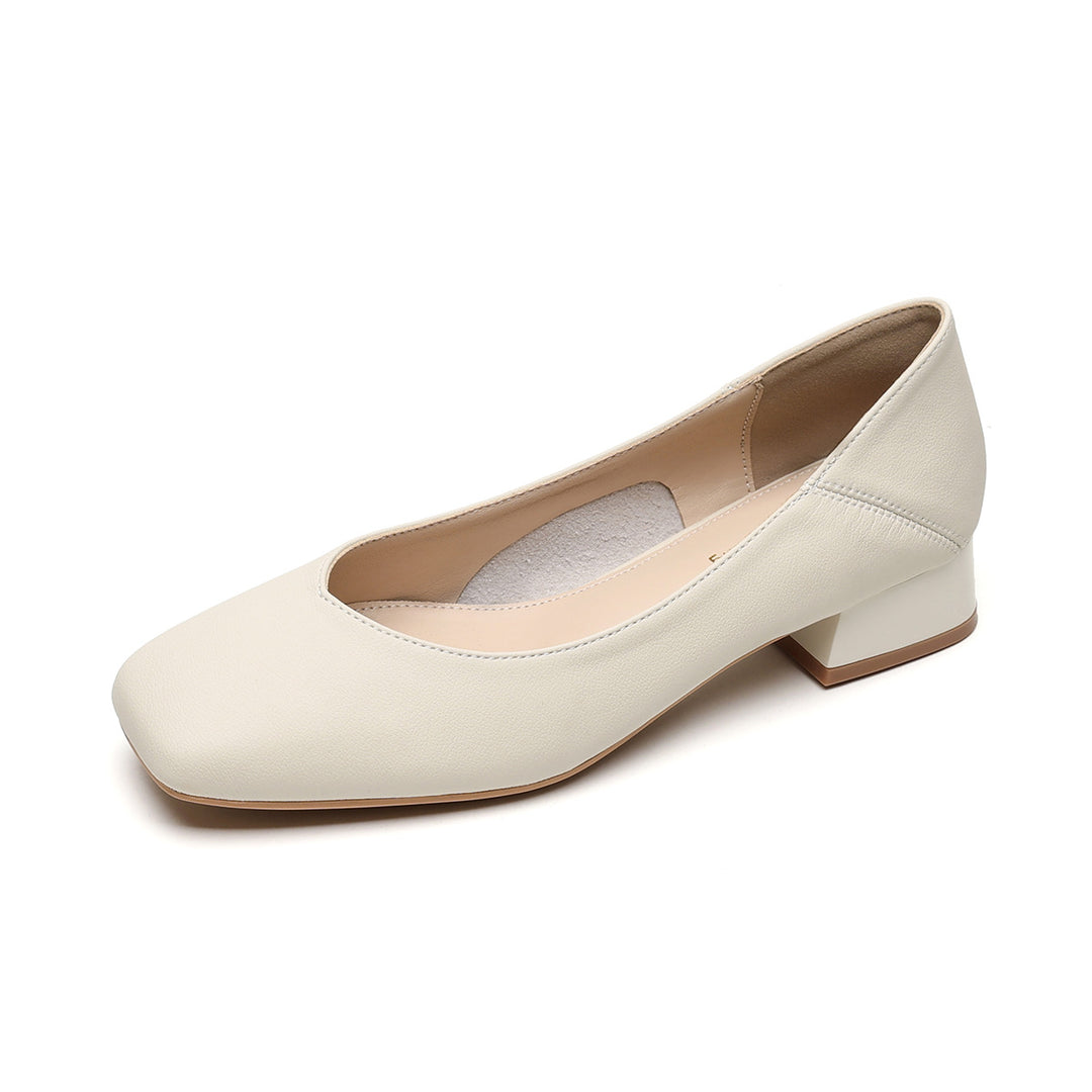 Damen elegante Ballerinas mit quadratischer Kappe und komfortablem Blockabsatz R&B