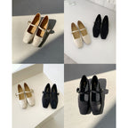 Damen elegante Ballerinas mit modischem Riemchen und glitzernder Schnallenapplikation