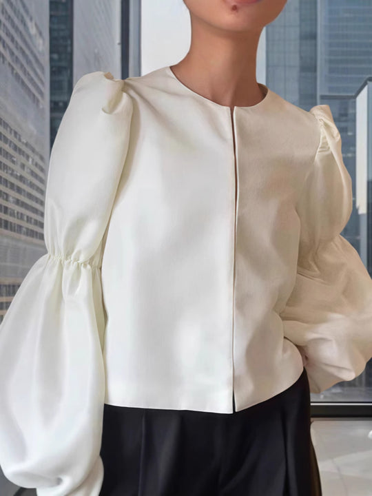 Damen Bluse mit voluminösen Puffärmeln und elegantem Design R&B