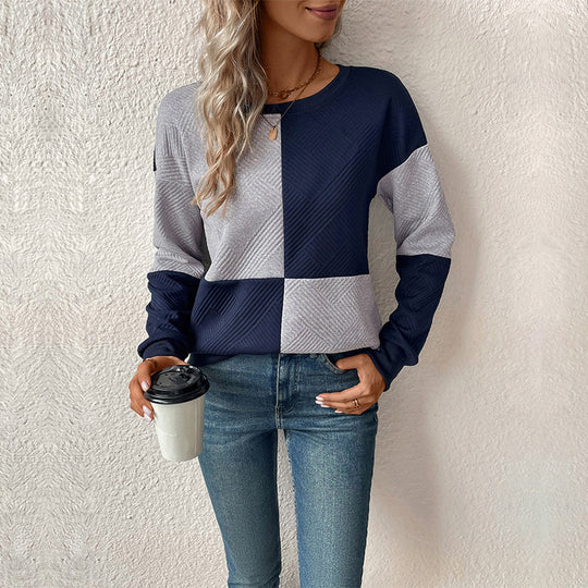 Damen gestreiftes Sweatshirt mit modischem Farbblockdesign R&B