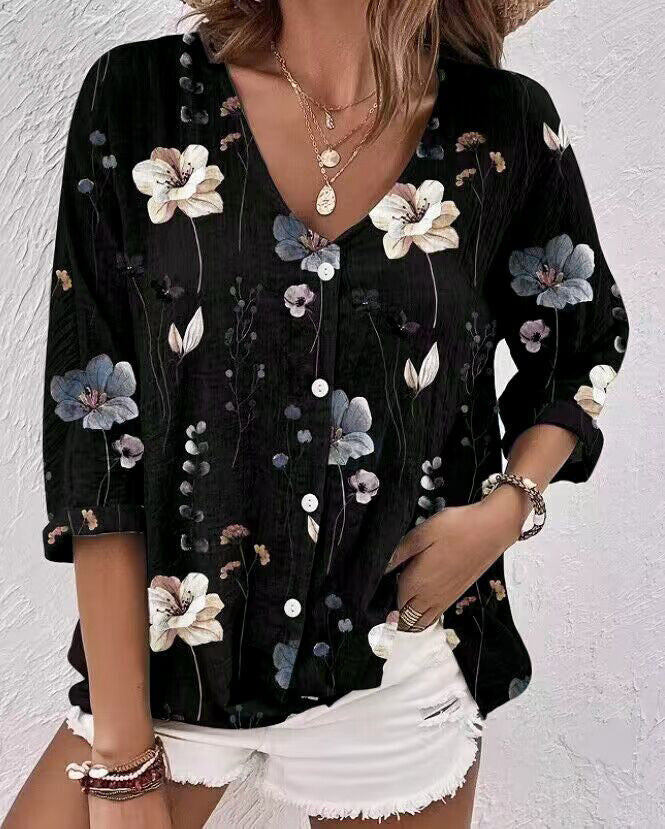 Damen Bluse mit floralem Druck und lässigem Schnitt R&B