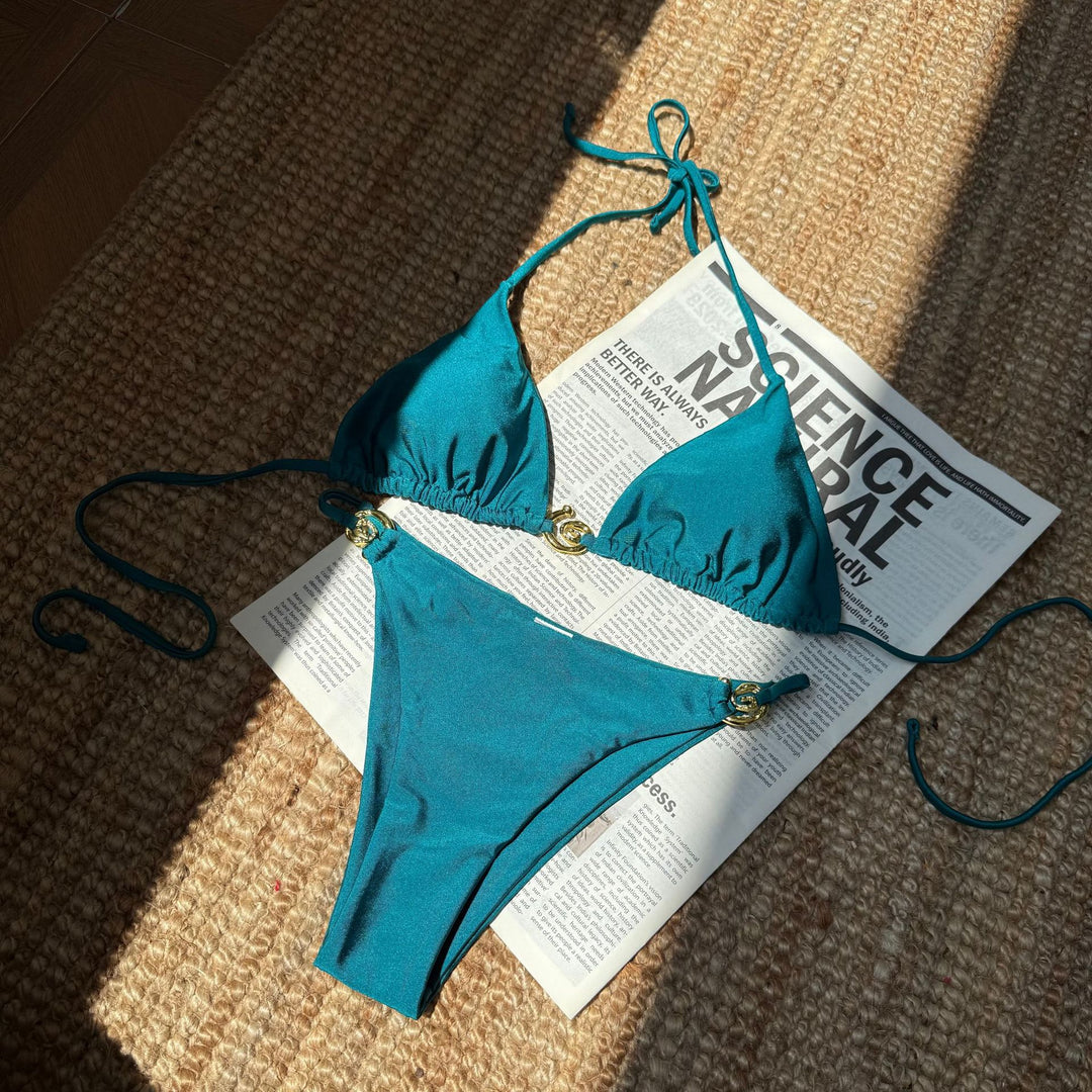 Damen Triangel-Bikini mit luxuriösem Gold-Detail R&B