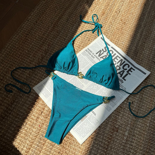 Damen Triangel-Bikini mit luxuriösem Gold-Detail R&B