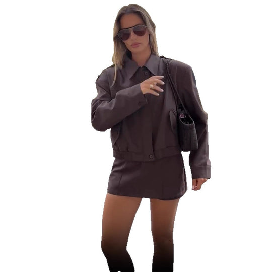 Damen modische cropped Utility-Jacke mit praktischen Klapptaschen R&B