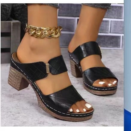 Damen elegante Absatzsandalen mit verstellbarem Riemen R&B