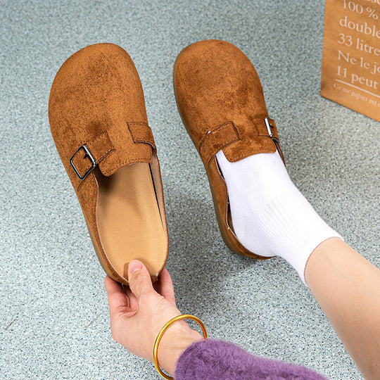 Damen Bequeme Hausschuhe mit verstellbarem Riemen und rutschfester Sohle R&B