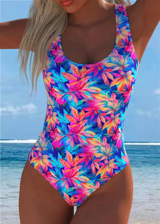Damen Einteiler Badeanzug mit maritimem Streifen-Design und Anker-Muster R&B