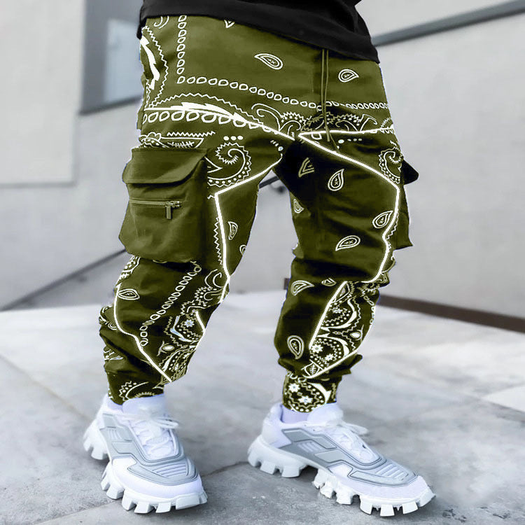 Herren nan Bandana-Cargo-Jogginghose mit Kordelzug und elastischen Bündchen R&B