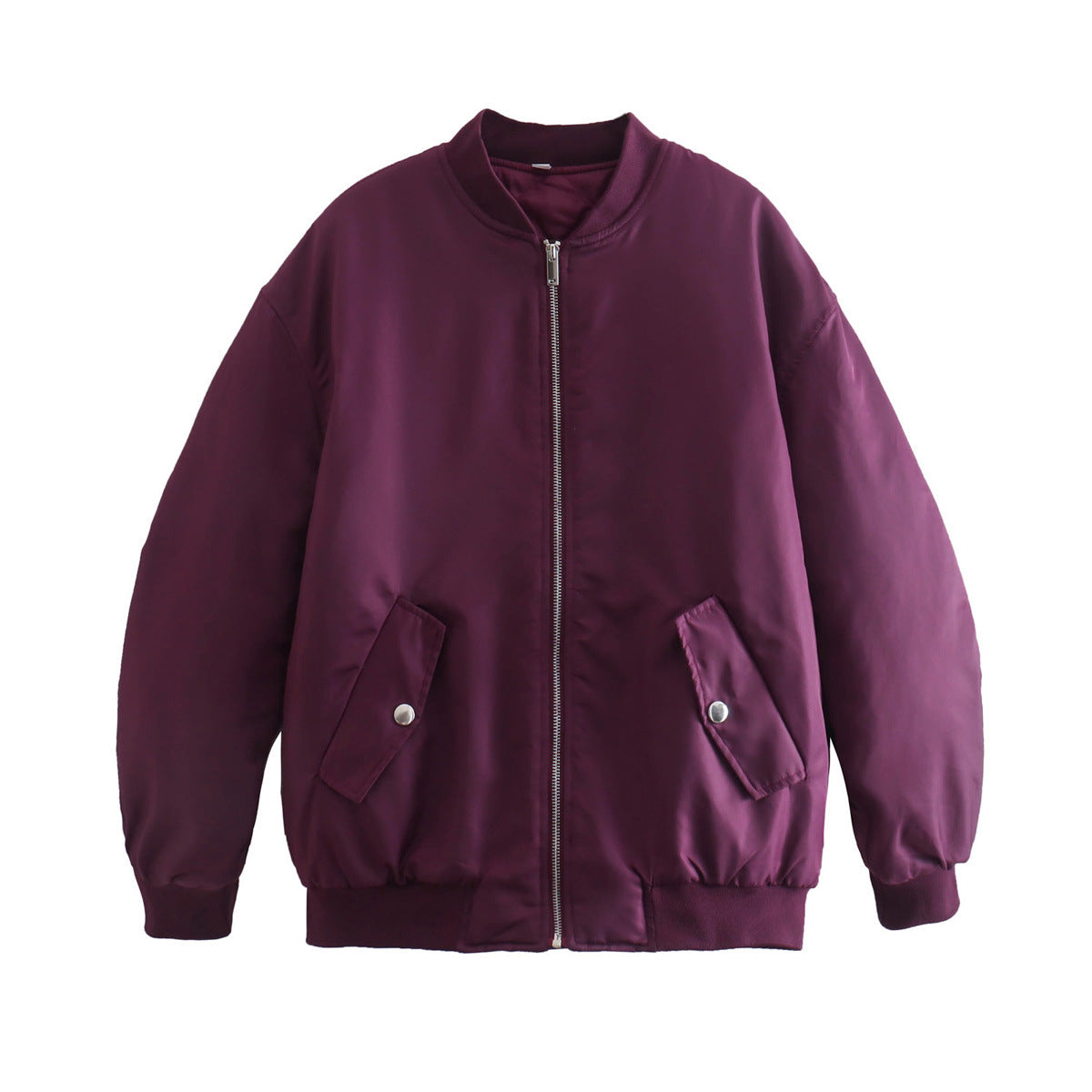Damen lässige Bomberjacke mit praktischen Taschen und Reißverschluss R&B