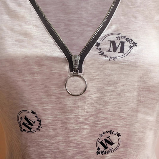 Damen modisches T-Shirt mit Reißverschluss R&B
