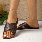 Damen Riemensandalen mit glänzenden Nieten und komfortabler Fußbettgestaltung R&B