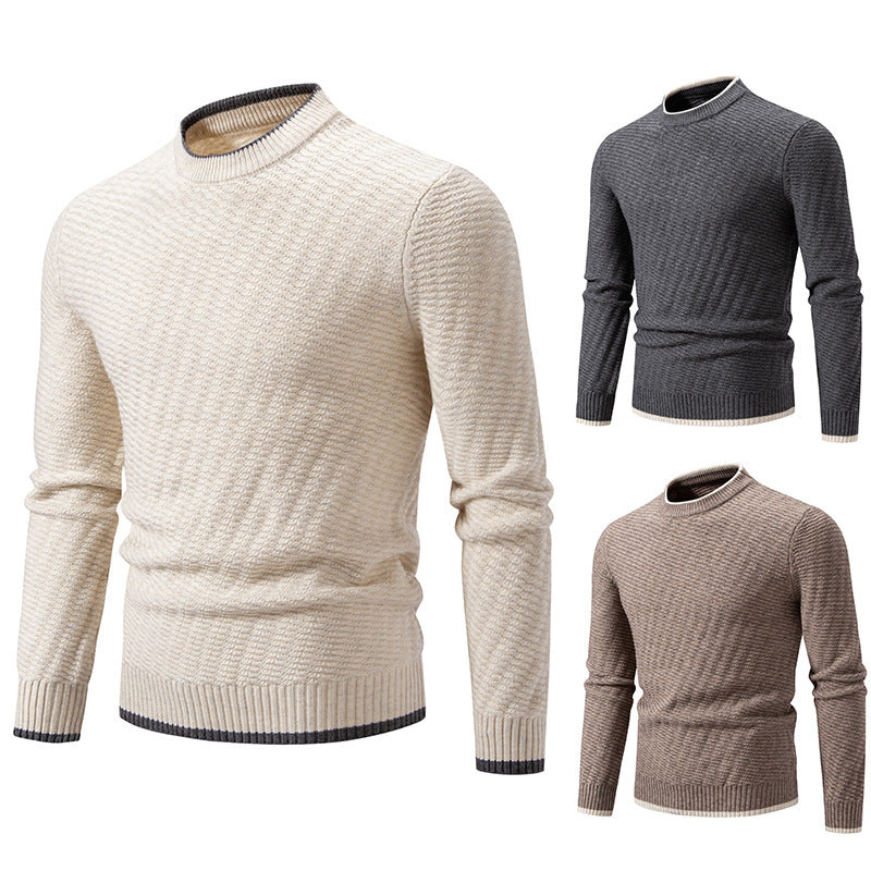 Herren strukturierter Pullover mit hochabschließendem Kragen R&B