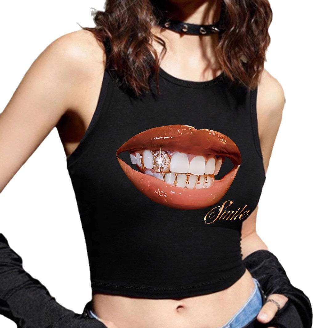 Damen Crop-Top mit mutigem Statement-Druck R&B