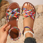 Damen Riemensandalen mit geflochtenem Design und verstellbarem Riemen R&B