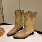 Damen Stiefeletten im Cowboy-Stil mit einzigartigem Design und kompaktem Absatz R&B