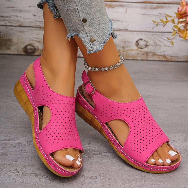 Damen Komfortable Zehentrenner-Sandalen mit modischer Lochmusterung R&B