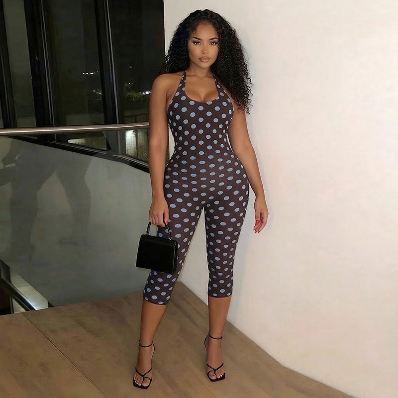 Damen Figurformender Jumpsuit mit Polka-Dots und schmalem Schnitt R&B