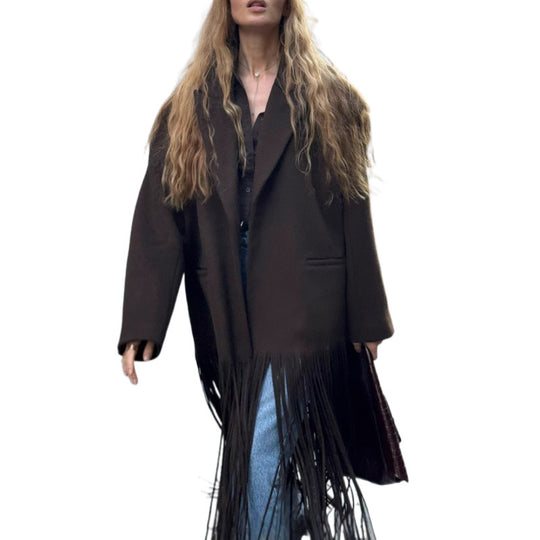 Damen Oversized Fransenjacke R&B