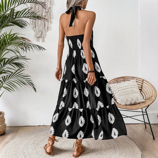 Damen Boho Maxikleid mit asymmetrischen Trägern R&B