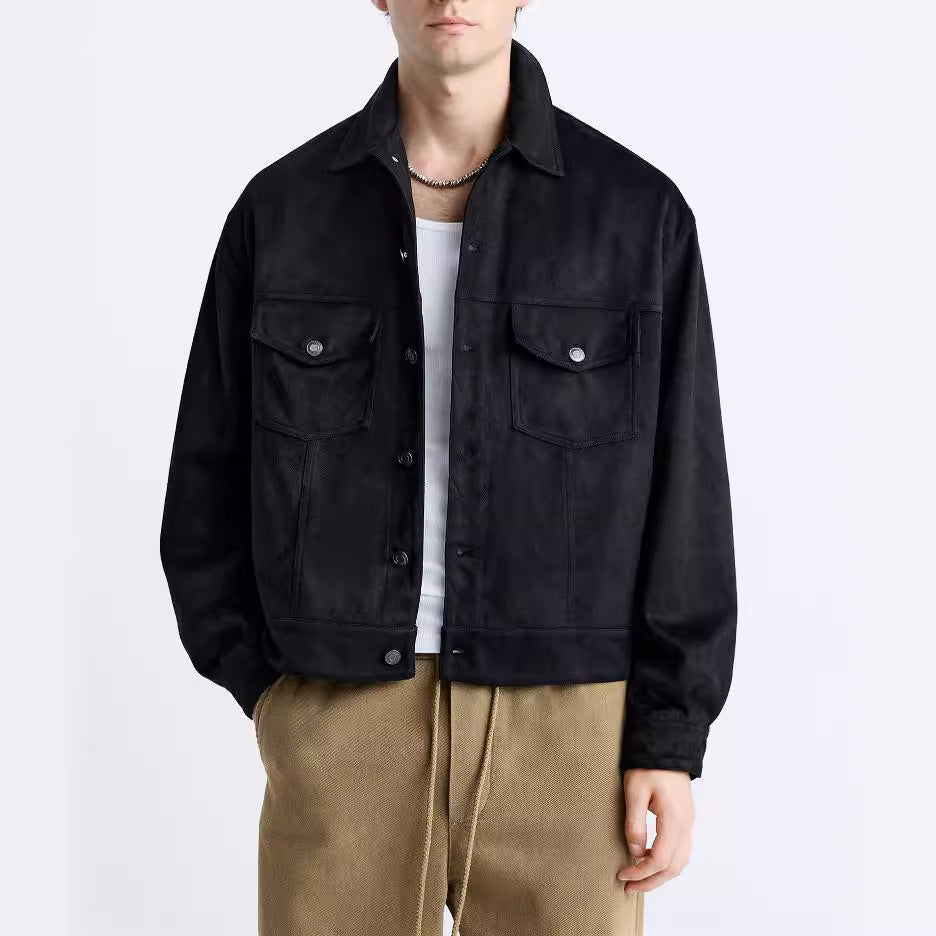 Herren lässige Wildlederjacke mit praktischen Brusttaschen und modernem Schnitt Hedi-Mode