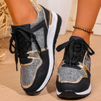 Damen Sportliche Sneakers mit schimmernden Akzenten und atmungsaktivem Obermaterial R&B
