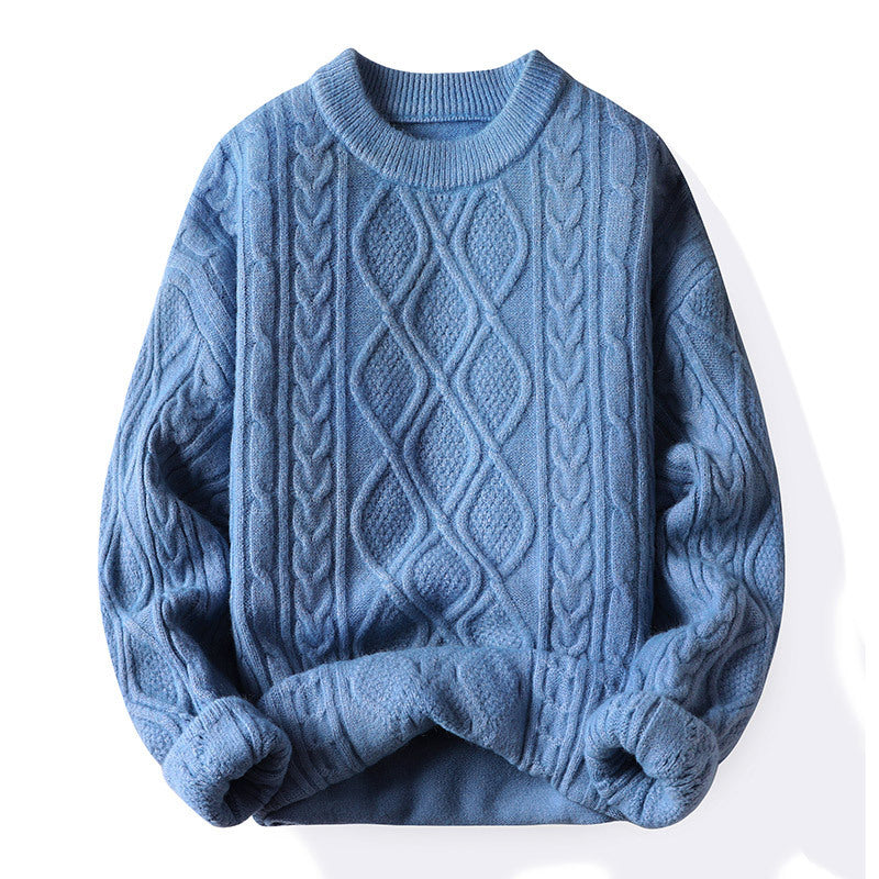 Damen Grobstrickpullover mit zeitgemäßem Zopfmuster und klassischem Rundhalsausschnitt R&B