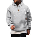 Herren Hoodie mit hohem Kragen und innovativem Reißverschluss R&B