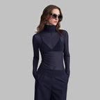 Damen Transparente Turtleneck-Bluse mit figurformendem Schnitt R&B