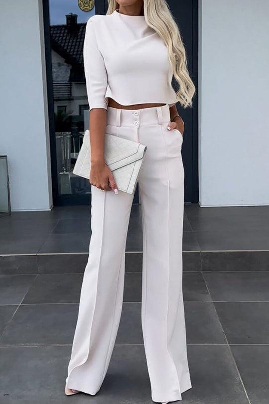 R&B | Ärmel Pullover Weitbeinige Hosen Geschäftliche Freizeit Outfits Satz