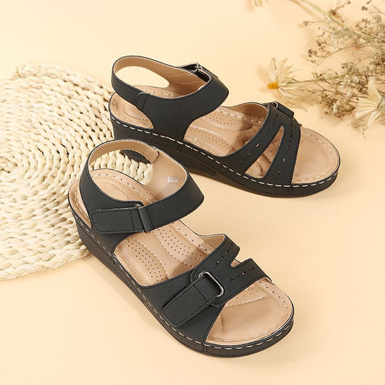 Damen Komfortable Keilsandalen mit verstellbaren Riemen und anatomischem Fußbett R&B