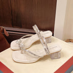 Damen elegante Blockabsatzsandalen mit funkelnden Strassdetails EB