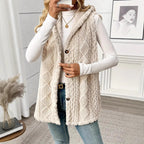 Damen Stylish gesteppte Weste mit Kapuze und Knopfverschluss R&B