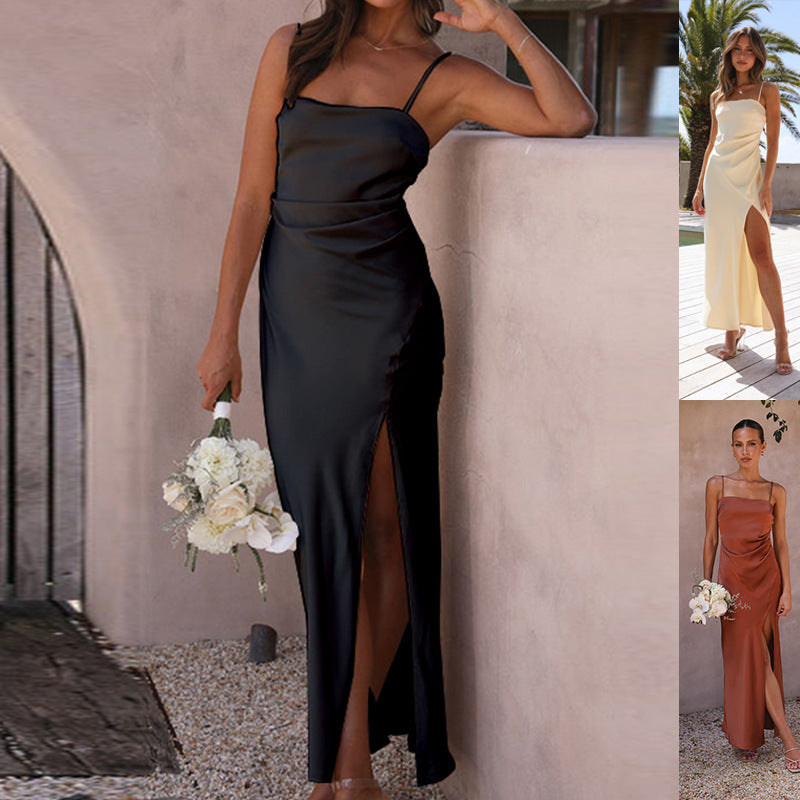 Damen Elegantes Maxikleid mit schmalem Schnitt und seitlichem Schlitz R&B
