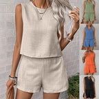 Damen lässiges Shorts-Set aus leichtem, atmungsaktivem Stoff R&B