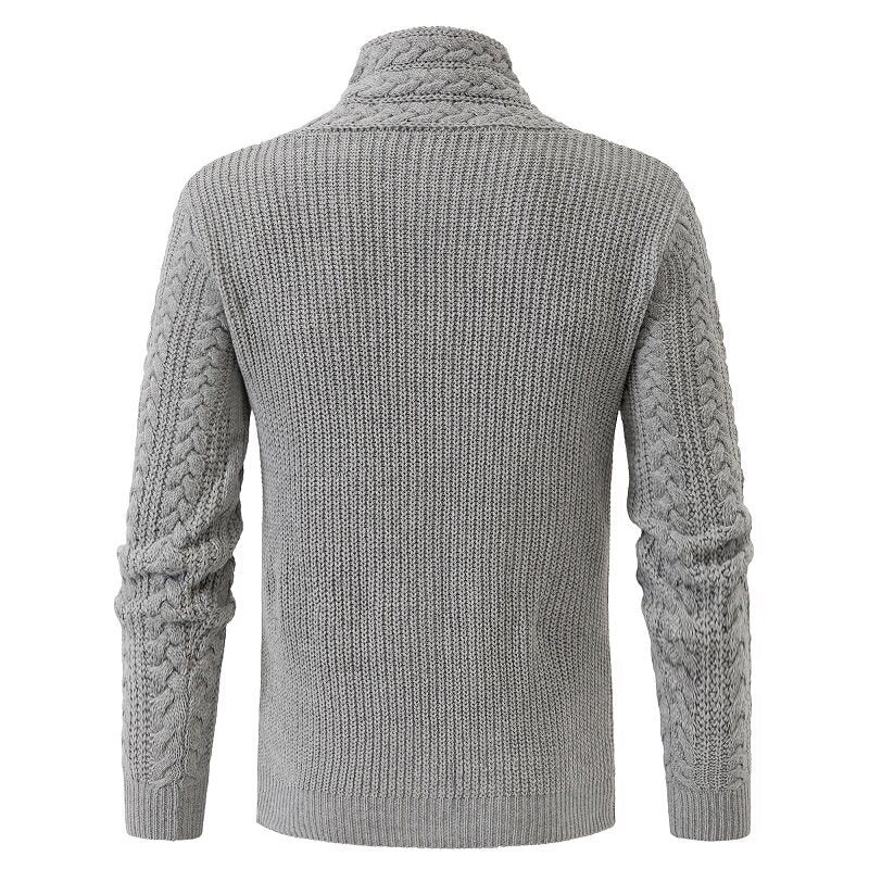 Herren Strickpullover mit elegantem Schalkragen und Zopfmuster R&B