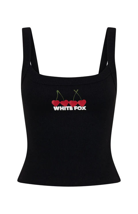 Damen Crop-Top mit Kirschstickerei und elastischem Baumwollmaterial R&B