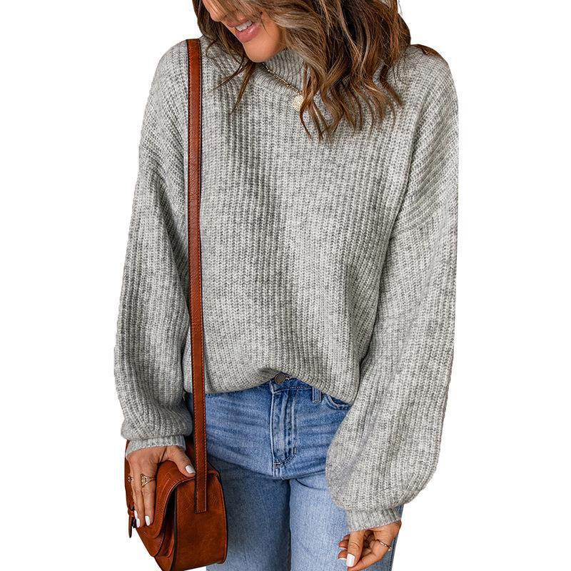 Damen modischer Grobstrickpullover mit weitem Schnitt R&B