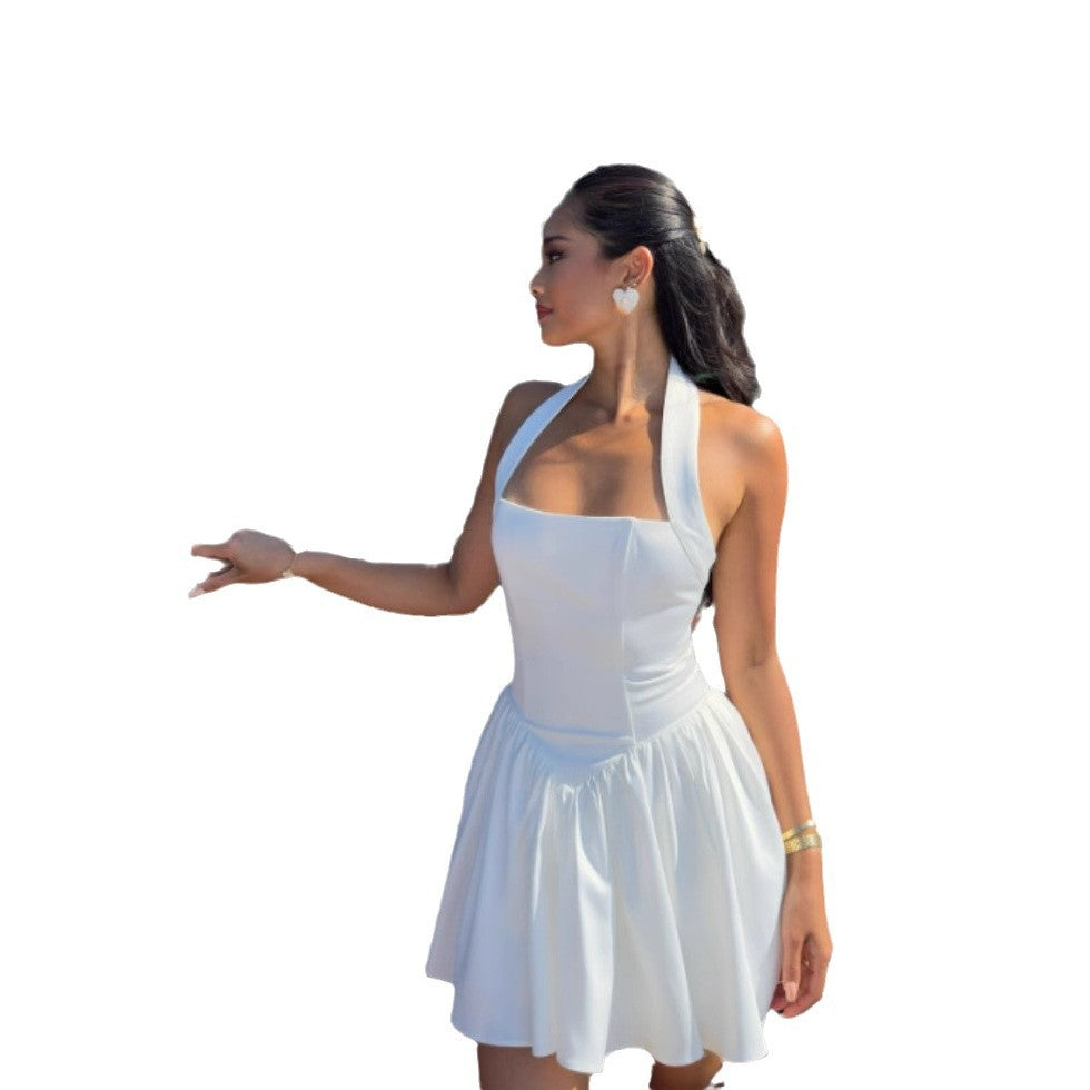 Damen Elegantes Hochzeitskleid mit schickem Halterdesign und schwingendem Rock R&B